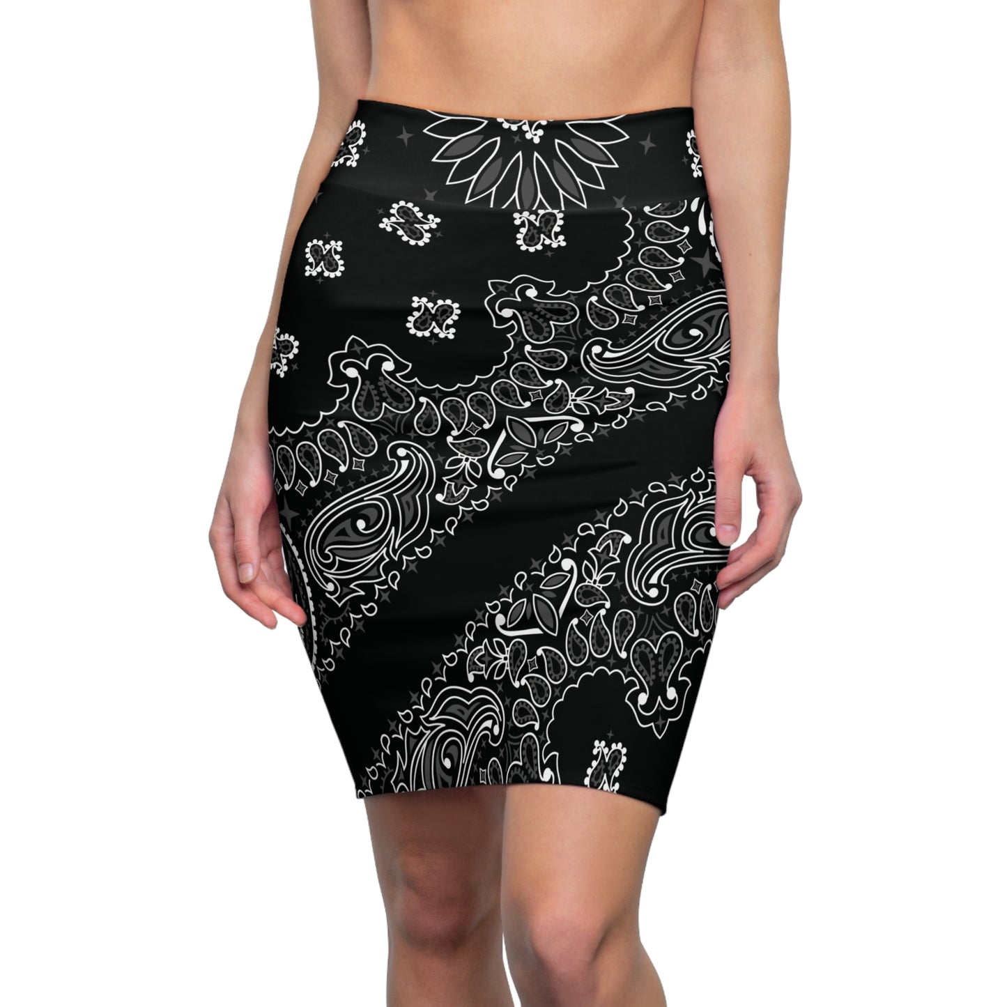 Schwarzes Bandana - Bleistiftrock für Damen - Schicke und vielseitige Mode