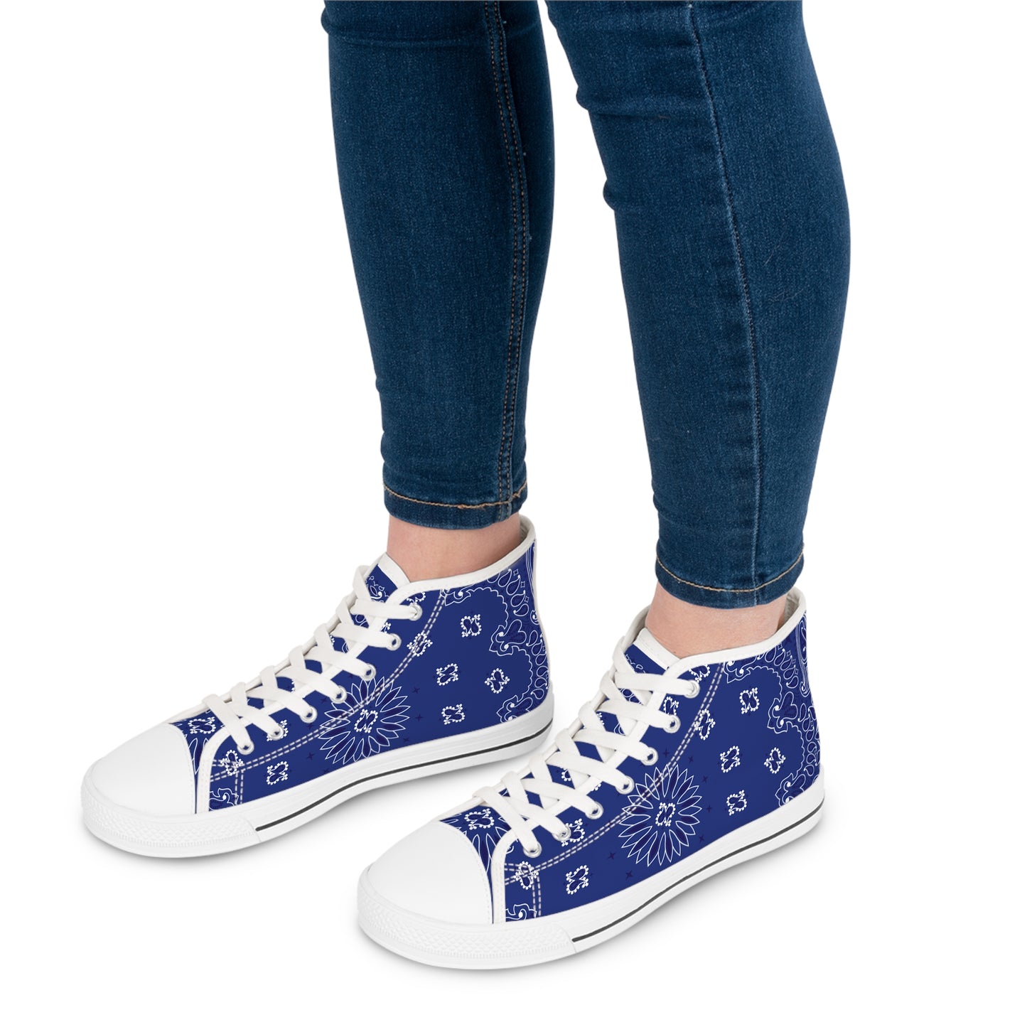 Blaue Bandana High Top Sneakers für Damen – Stylisch & Fun