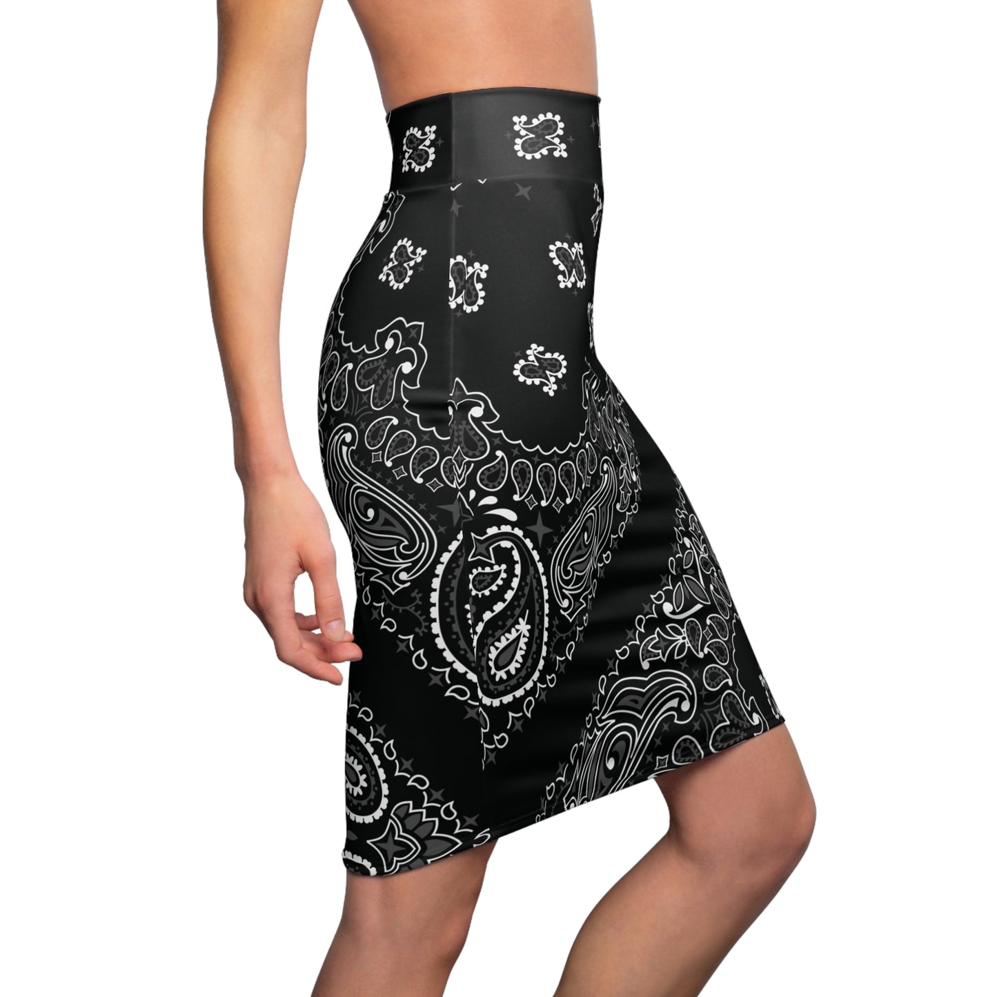 Schwarzes Bandana - Bleistiftrock für Damen - Schicke und vielseitige Mode