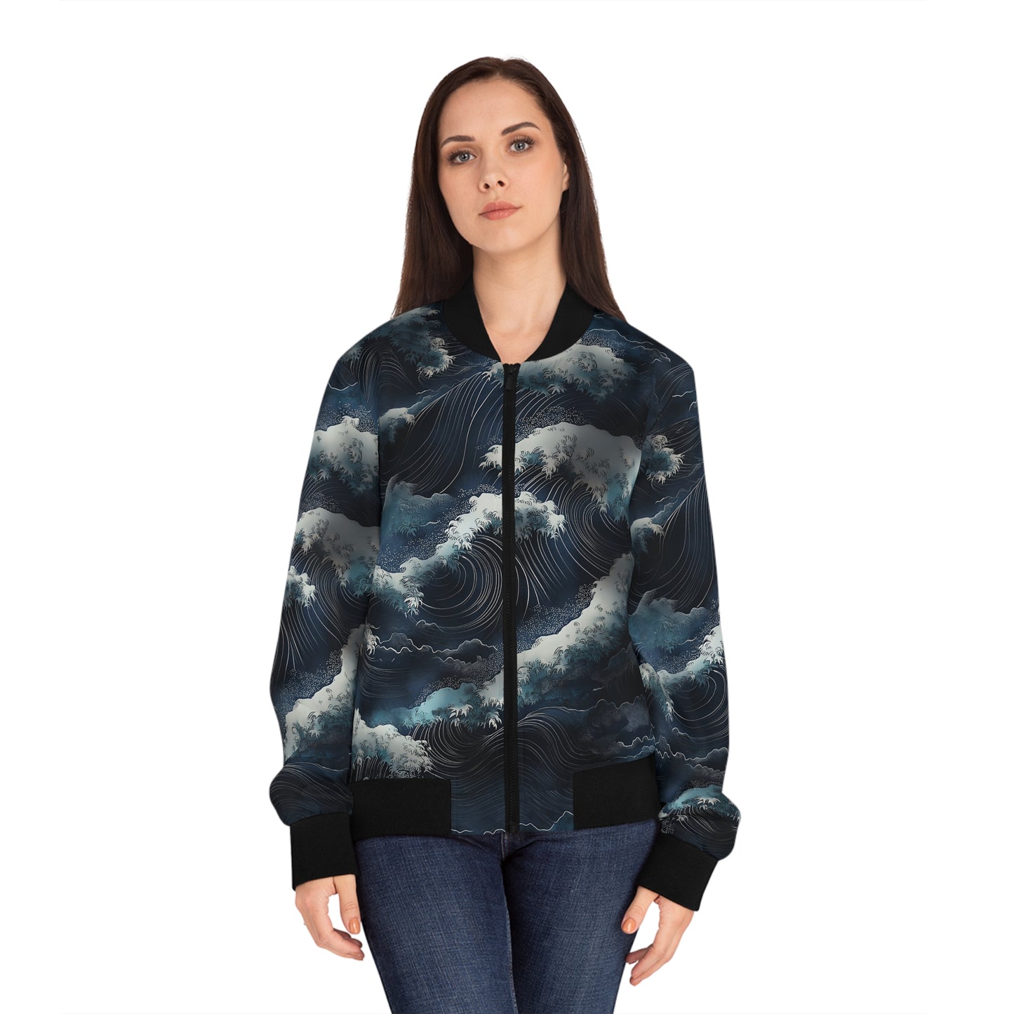 Ocean Waves - Damen Bomberjacke - Schickes Design für den Alltag