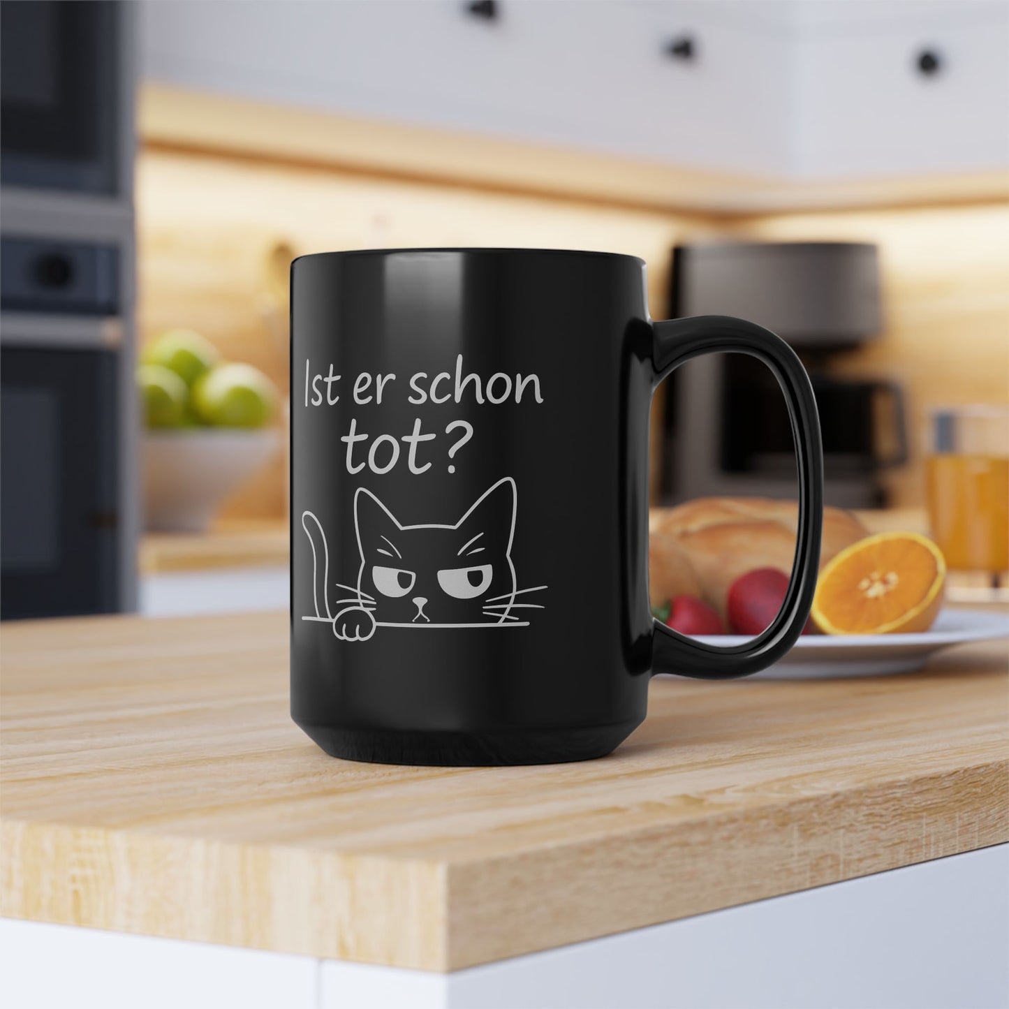Ist er schon tot? - Schwarze Kaffeetasse - 15oz