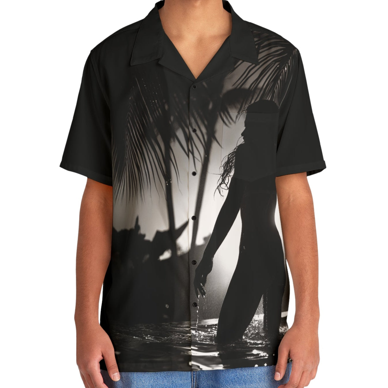 Men's Hawaiian Shirt - Tropical Vibe with Sunset Silhouette