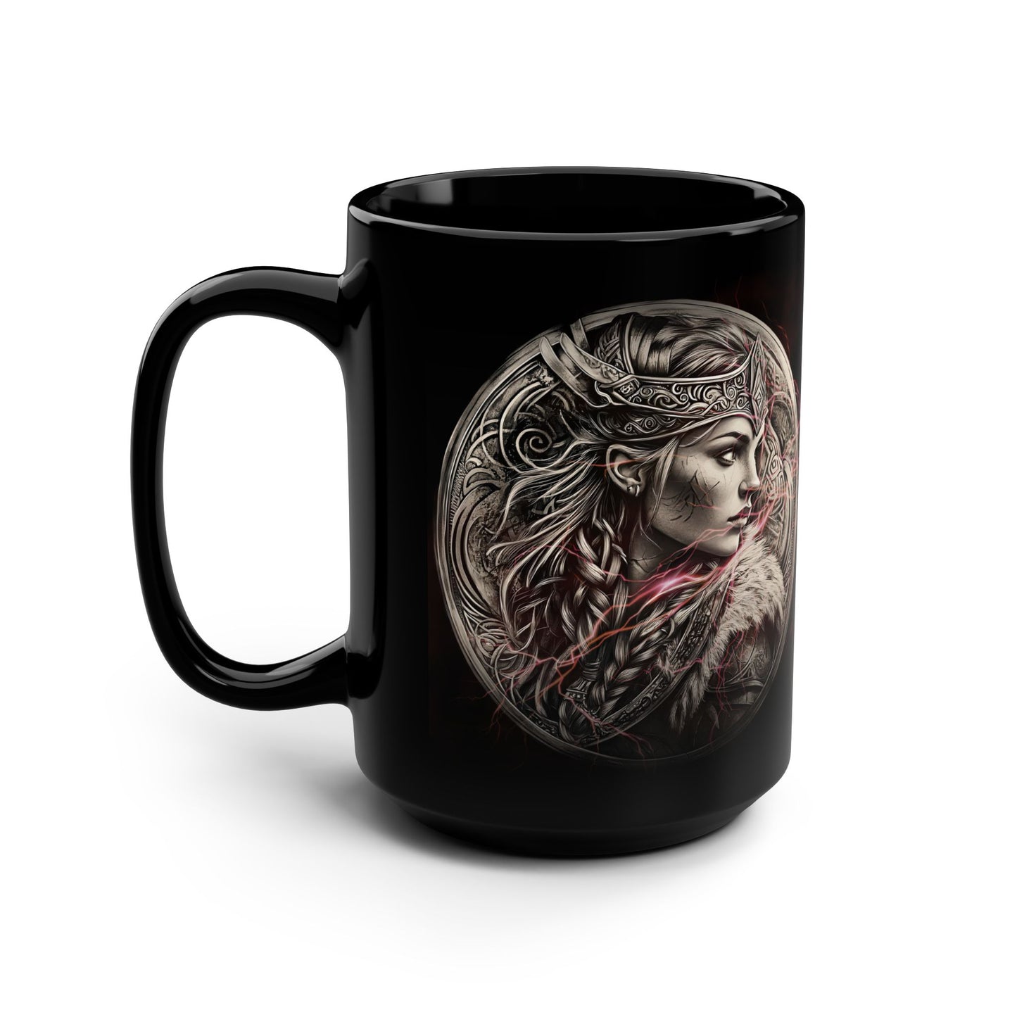 Shield Maiden Emblem - Iron Maidens Collection - Black Coffee Mug - 15oz