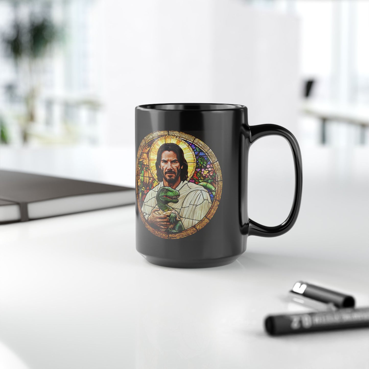 St. Keanu - Black Coffee Mug - 15oz
