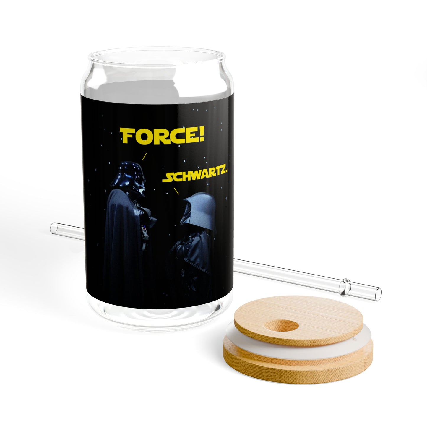 Star Wars – Darth Vader vs. Dark Helmet – Trinkglas mit Motiv | 473 ml mit Strohhalm | Perfektes Geschenk für Fans