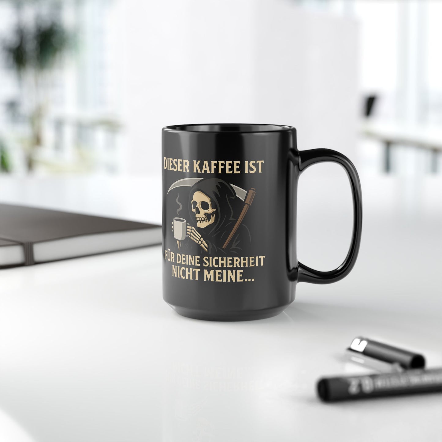 DIESER KAFFEE IST FÜR DEINE SICHERHEIT NICT MEINE... - Schwarze Kaffeetasse - 15oz