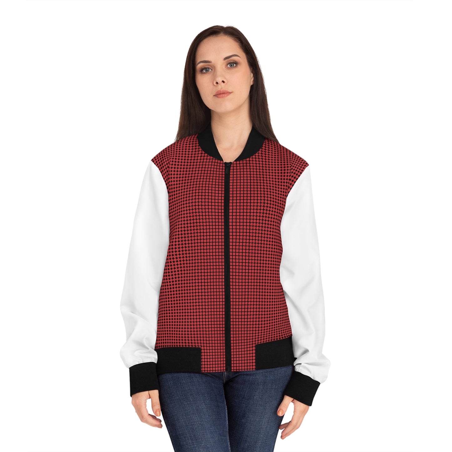 Strukturiertes Rot – Bomberjacke, schickes Design für den Alltagsstil