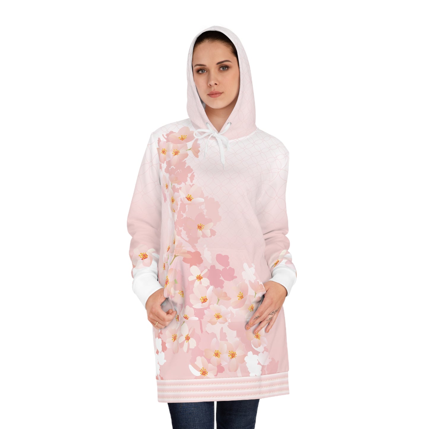 Kirschblüten Damen Langer Hoodie
