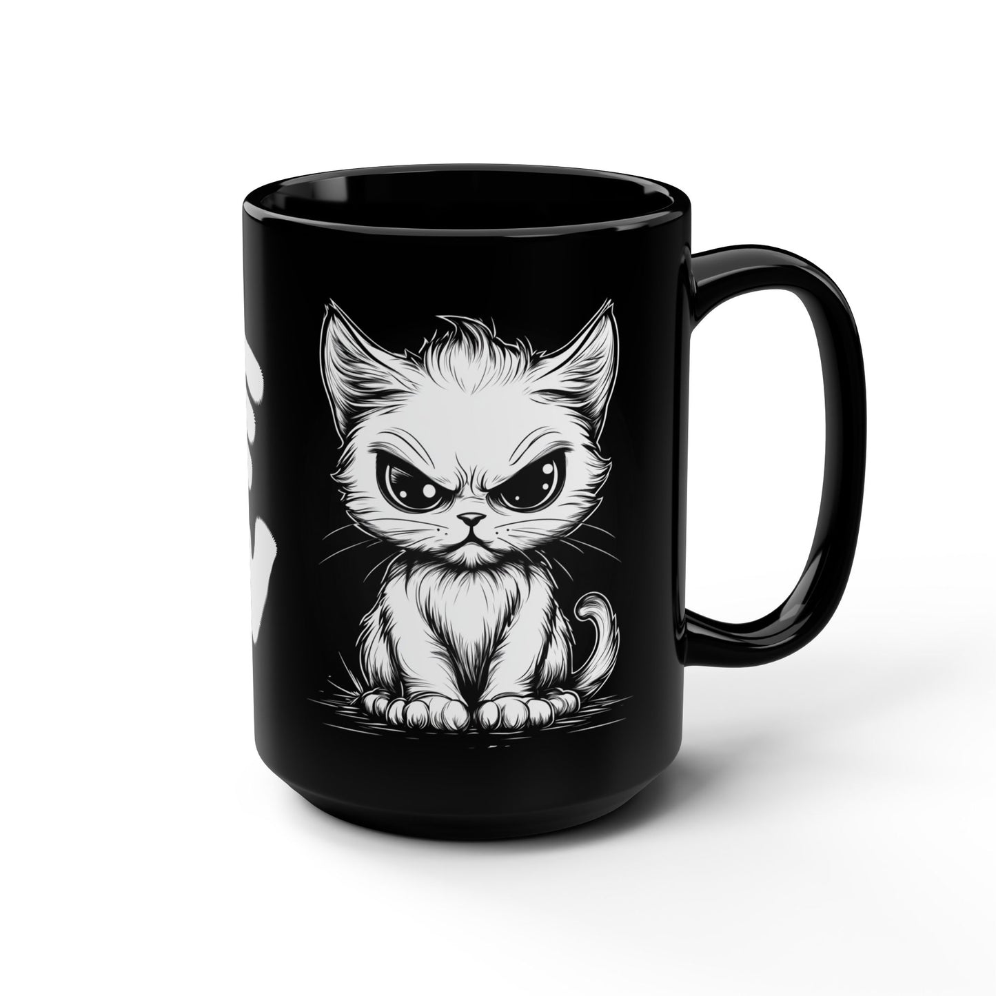 MEOW - Schwarze Kaffeetasse - 15oz