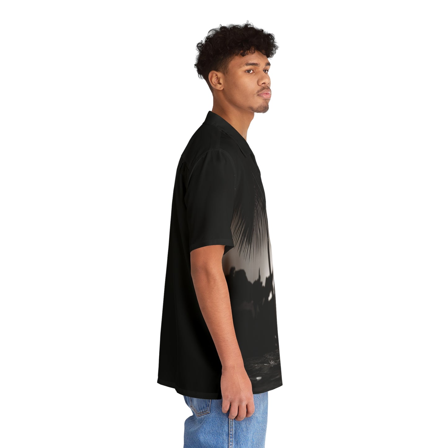 Men's Hawaiian Shirt - Tropical Vibe with Sunset Silhouette