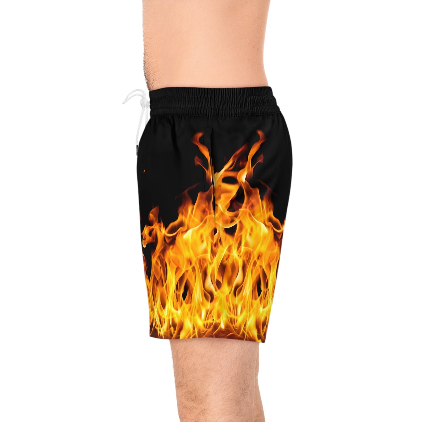 Men's Fire Pattern Swim Shorts - Hot Summer Vibes