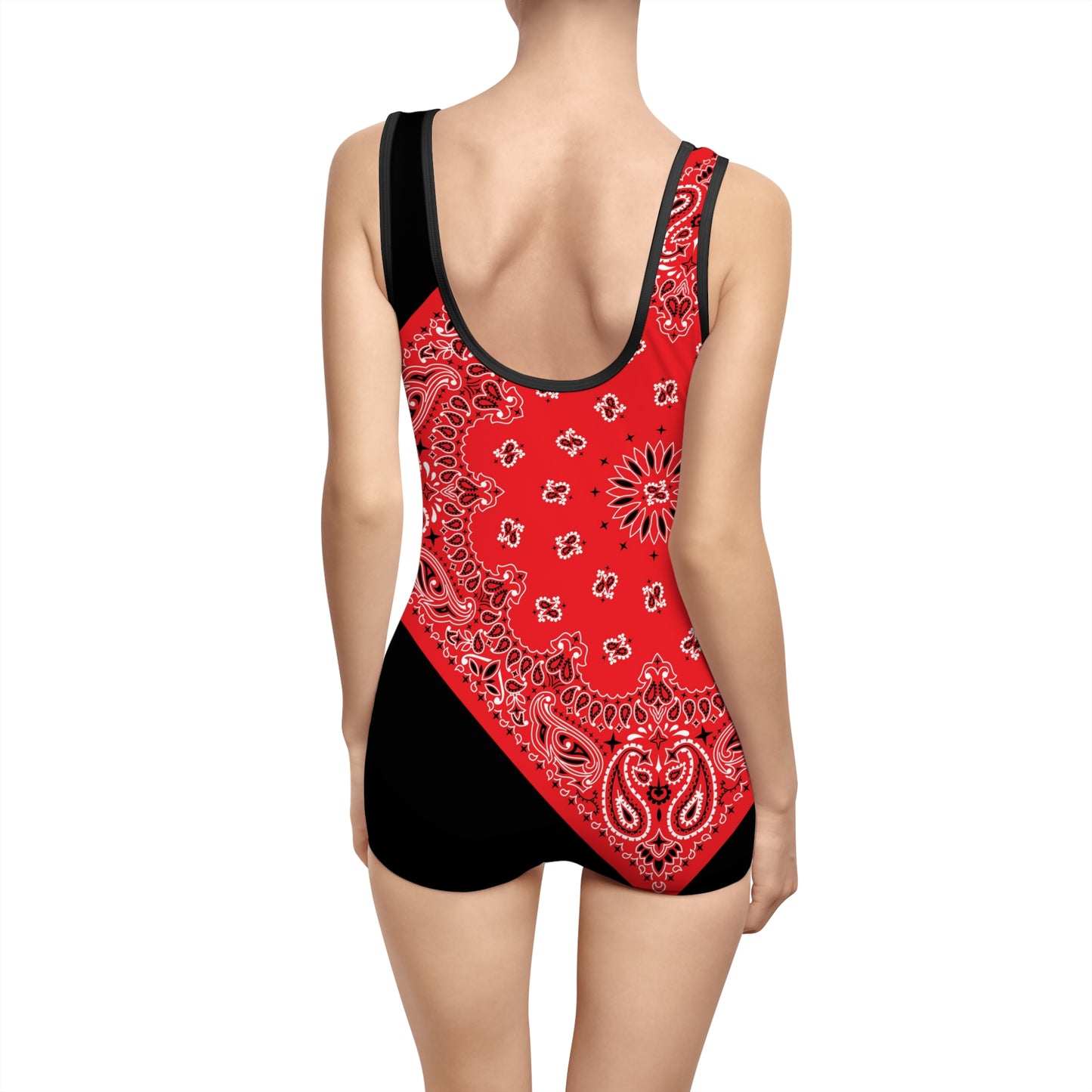 Women's Vintage Swimsuit - RED BANDANA