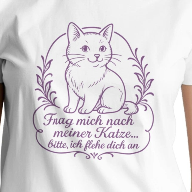 Frag mich nach meiner Katze… bitte, ich flehe dich an - Katzen Heavyweight Unisex Crewneck T-shirt | Gildan® 5000