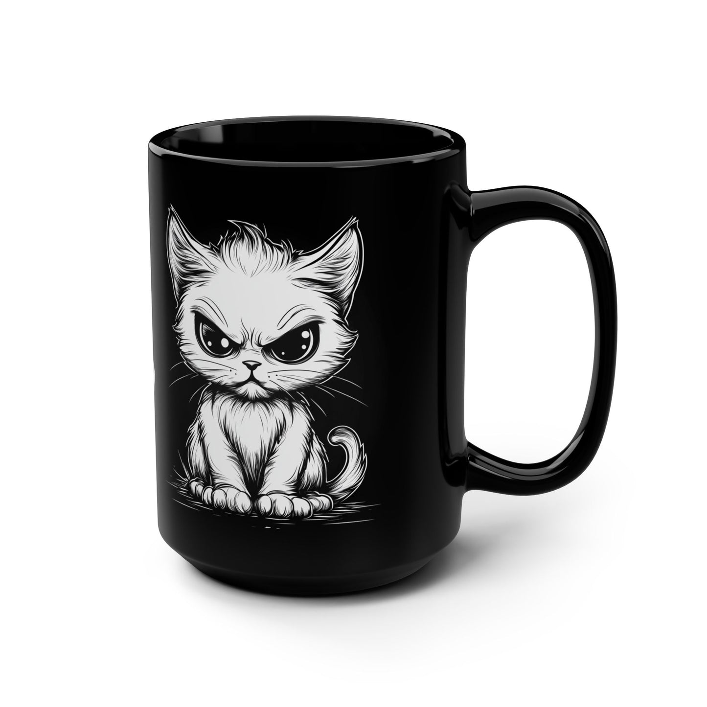 MEOW - Schwarze Kaffeetasse - 15oz