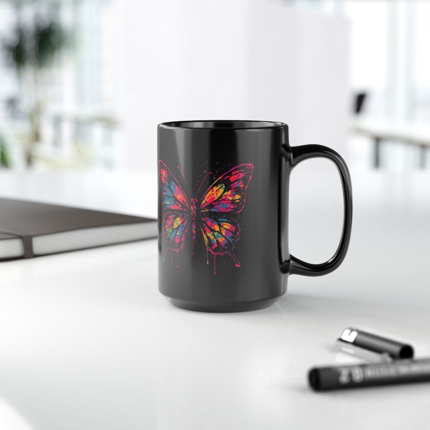 Butterfly - Black Coffee Mug - 15oz