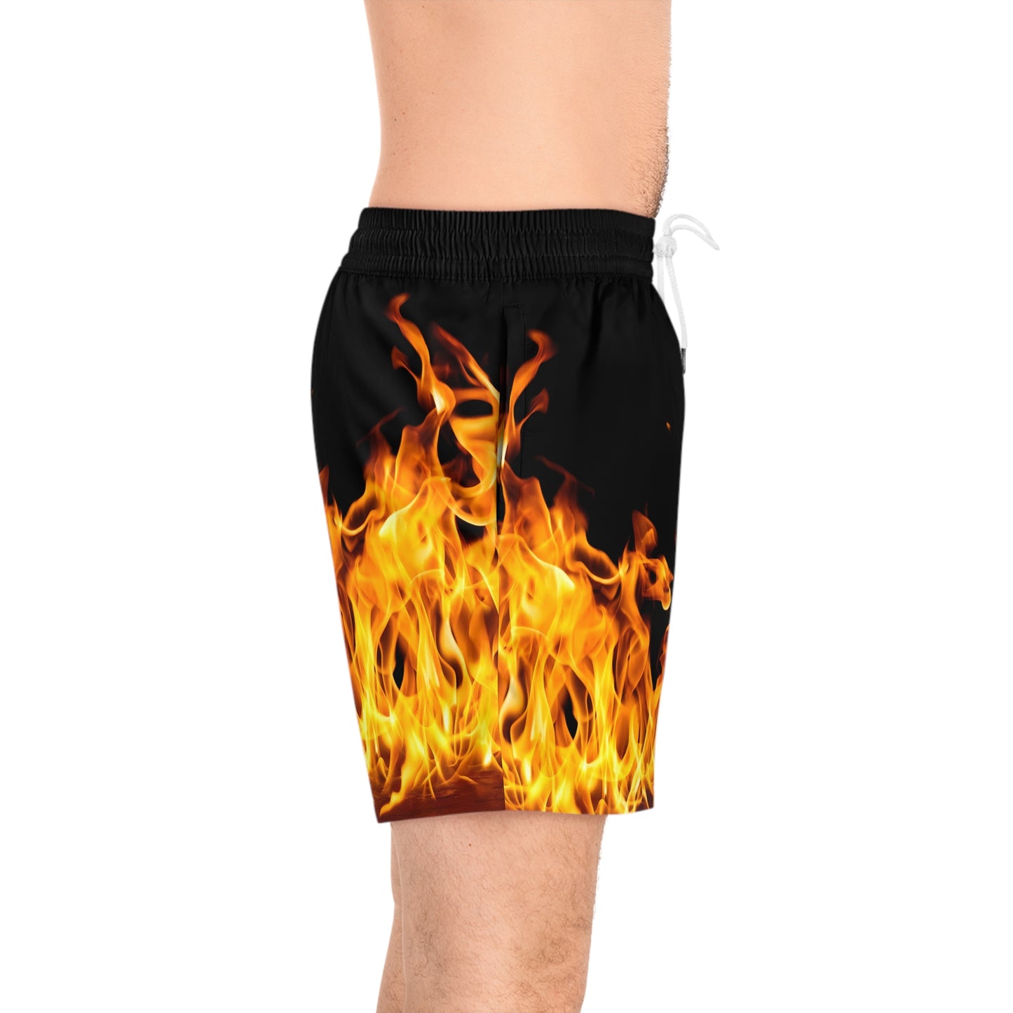 Men's Fire Pattern Swim Shorts - Hot Summer Vibes