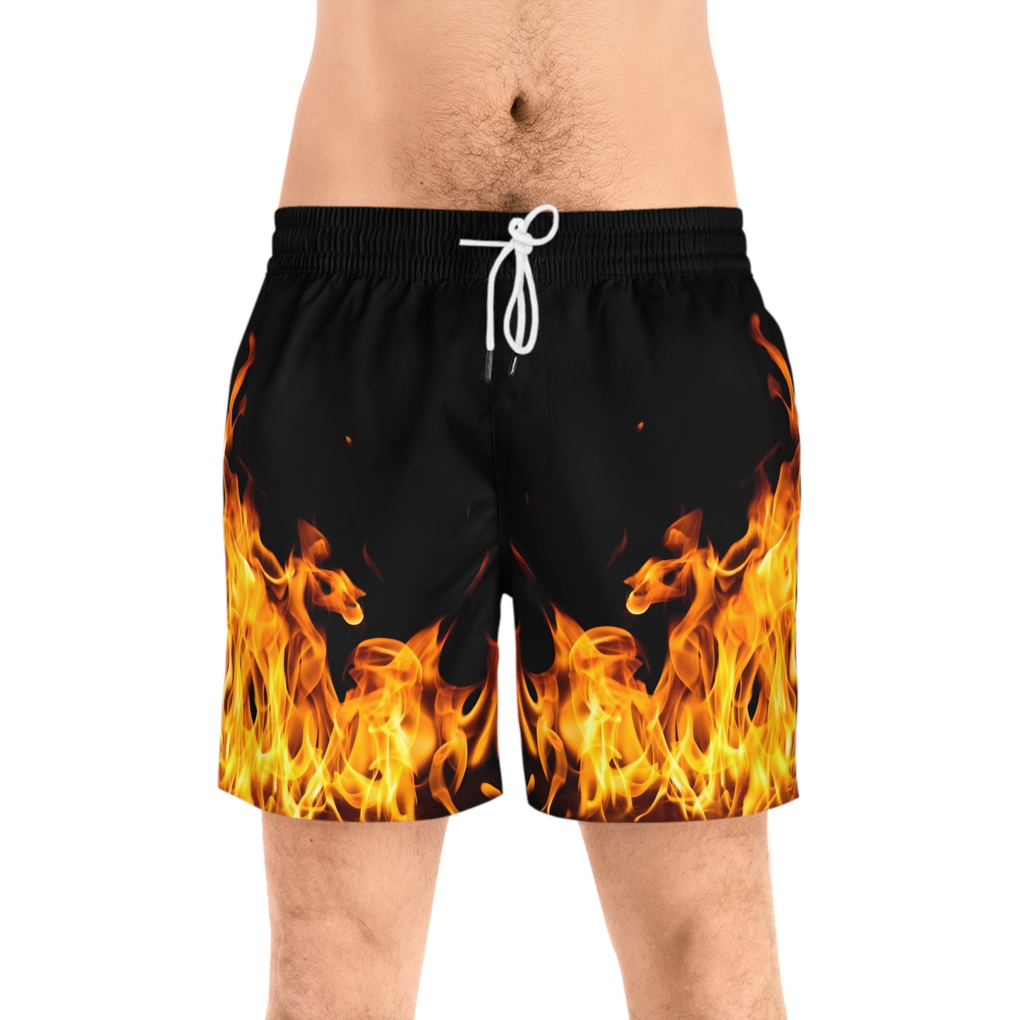 Men's Fire Pattern Swim Shorts - Hot Summer Vibes
