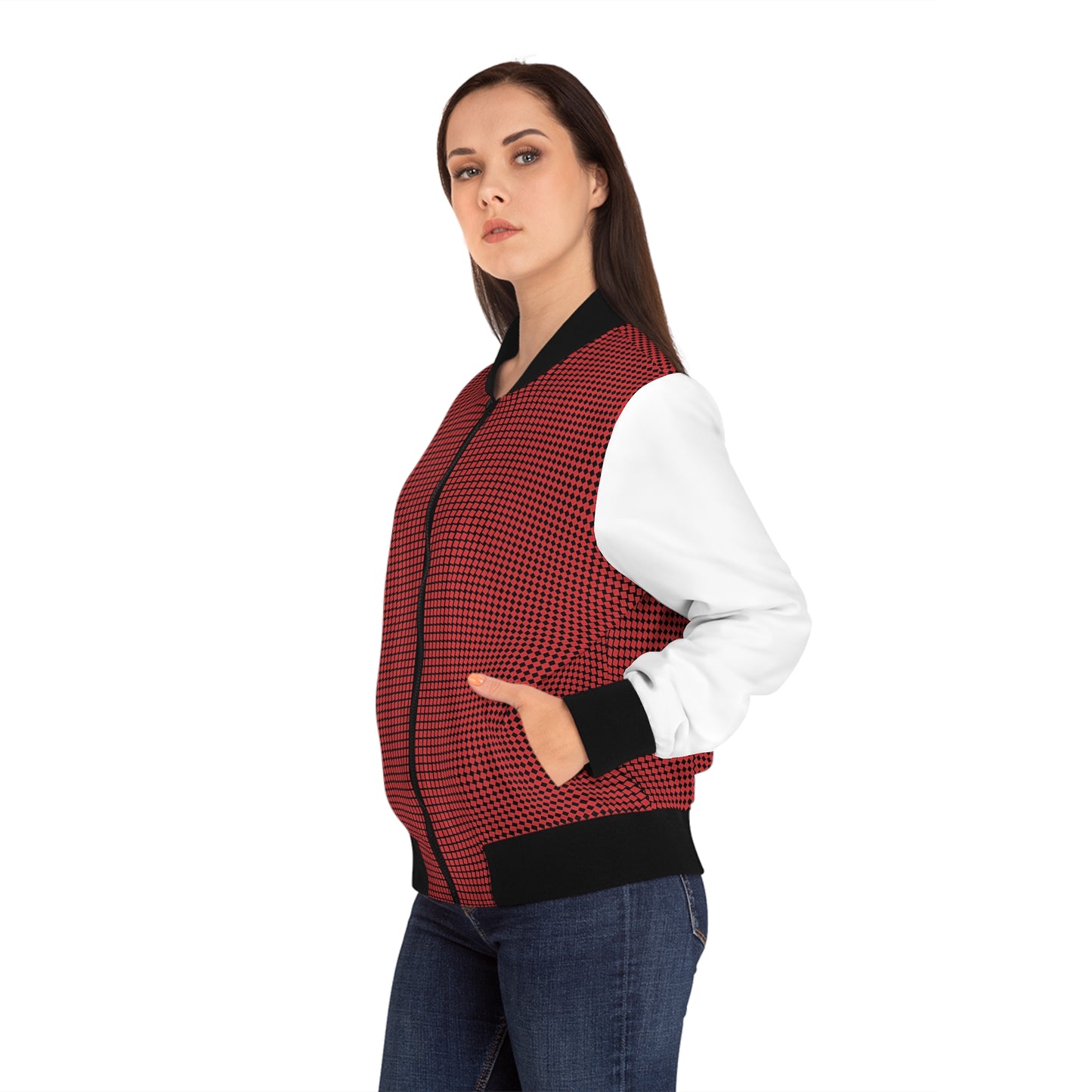 Strukturiertes Rot – Bomberjacke, schickes Design für den Alltagsstil