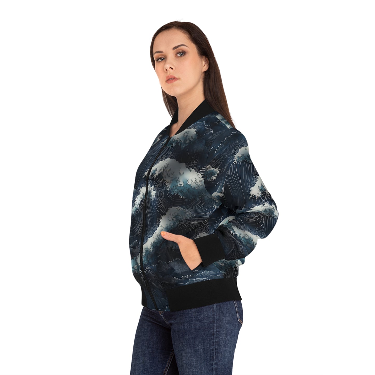 Ocean Waves - Damen Bomberjacke - Schickes Design für den Alltag