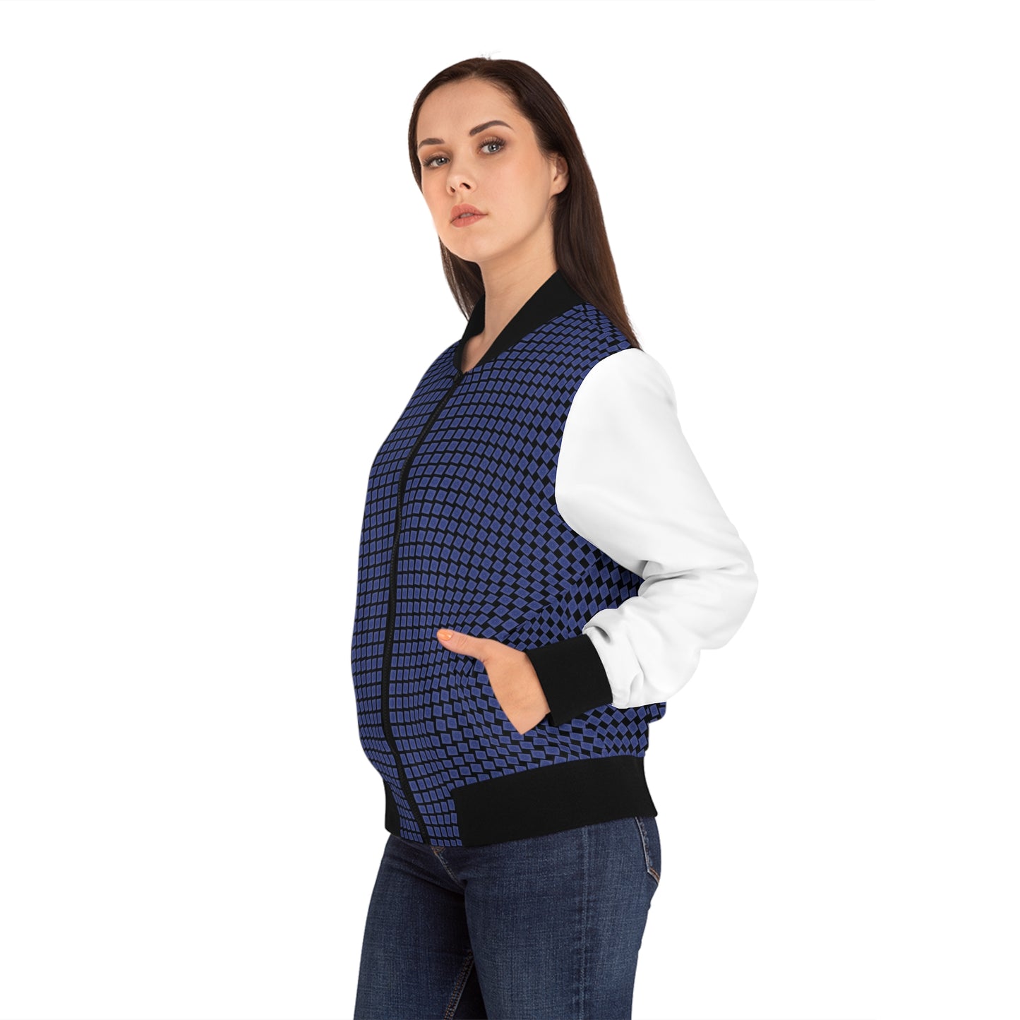 Strukturiertes Blau – Bomberjacke, schickes Design für den Alltagsstil