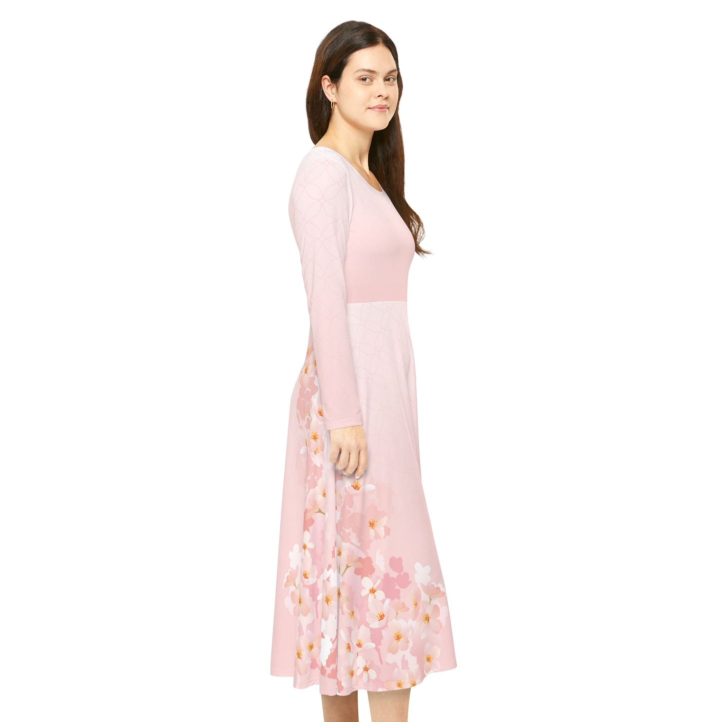 Langärmliges Tanzkleid mit Blumendruck für Damen – elegante und bequeme Abendgarderobe