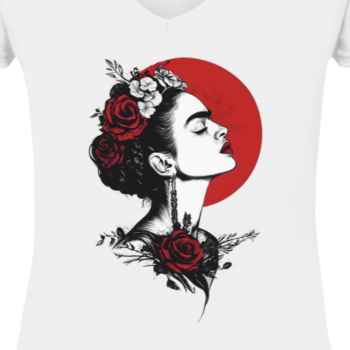 Frida Kahlo - Damen Basic V-Neck T-Shirt