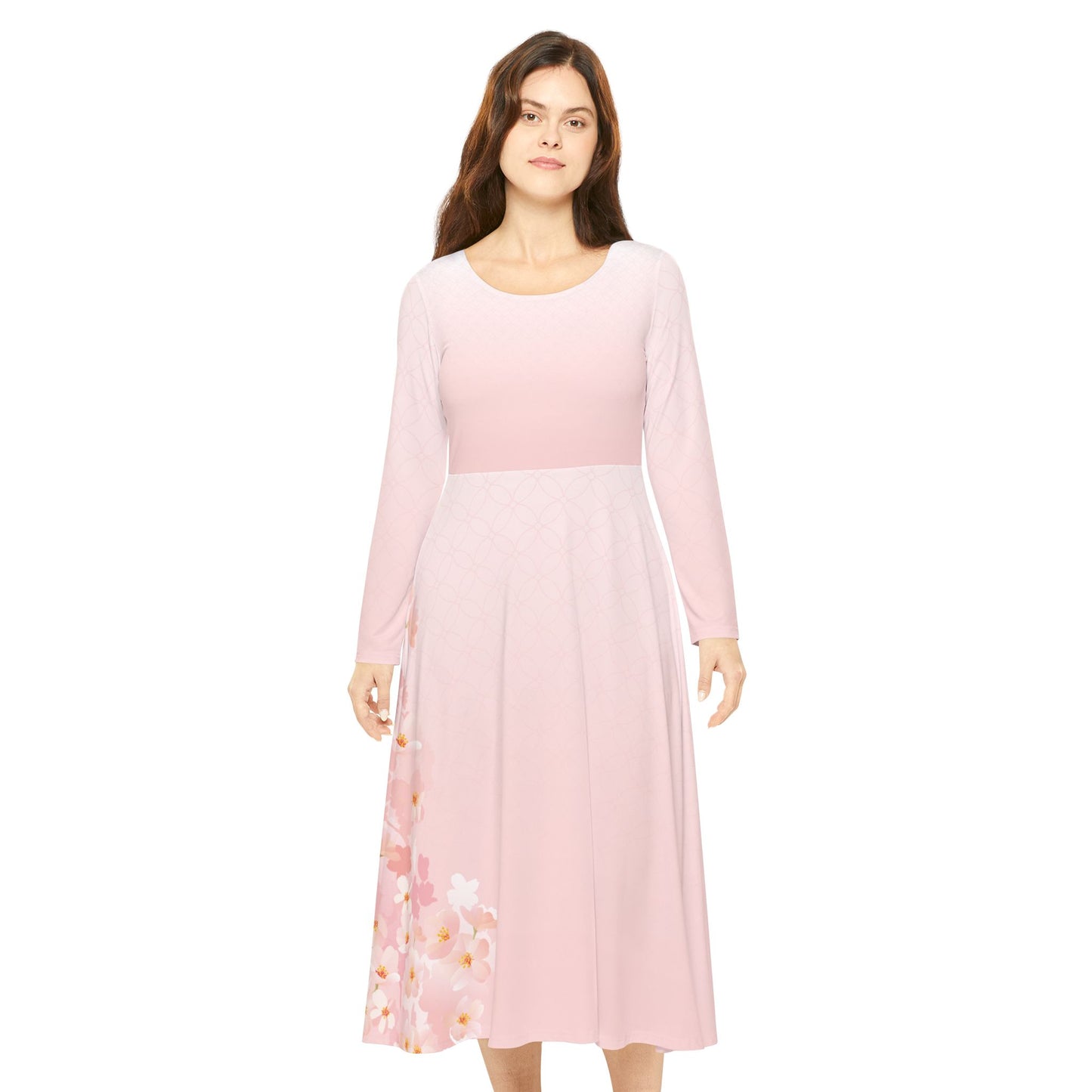 Langärmliges Tanzkleid mit Blumendruck für Damen – elegante und bequeme Abendgarderobe