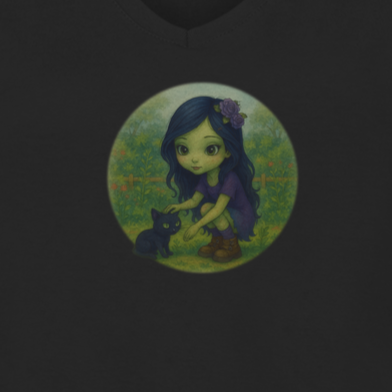 Zombie Girl and Kitten - Basic V-Neck T-Shirt