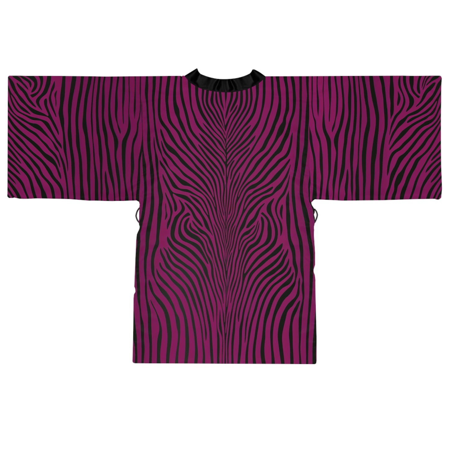 Langärmliger Kimono-Bademantel - LILA ZEBRA-MUSTER