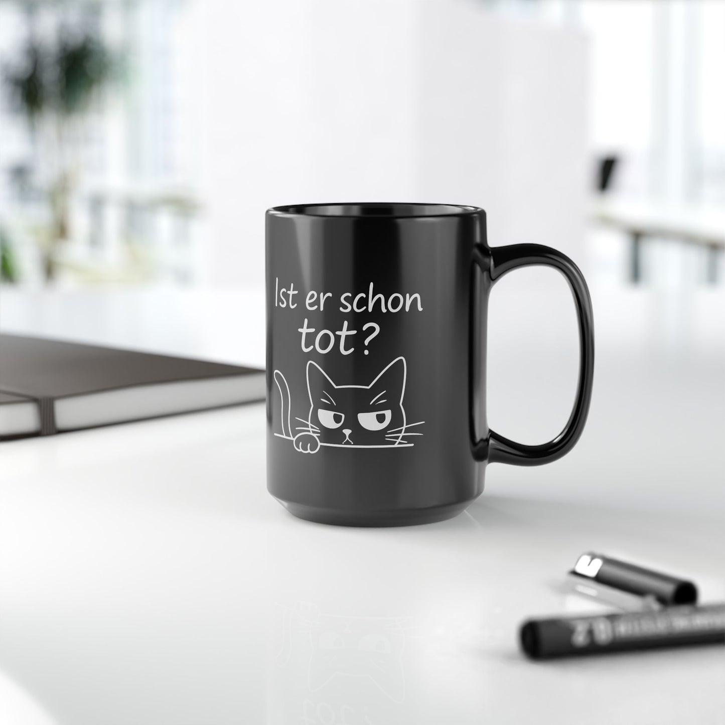 Ist er schon tot? - Schwarze Kaffeetasse - 15oz