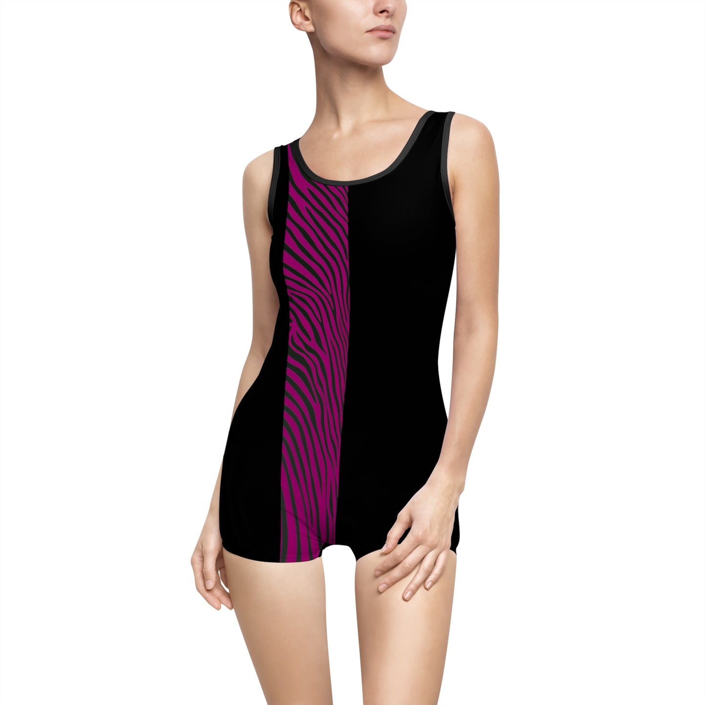 Women's Vintage Swimsuit - Zebra Stripe Stripe (Purple)