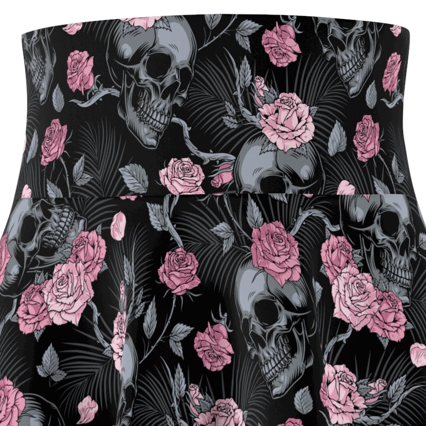 Gothic Totenkopf und Rosen - Skaterrock - Totenkopf & Rosen Design