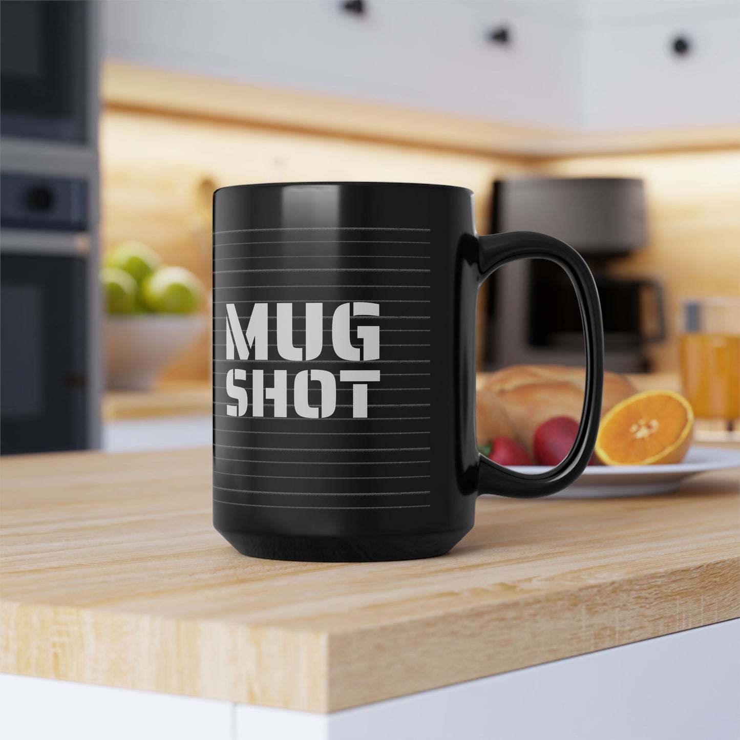 Woodie – Mug Shot – Schwarze Kaffeetasse – 15 oz