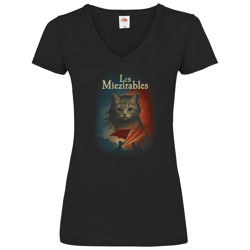 Les Miezirables - Damen Basic V-Neck T-Shirt