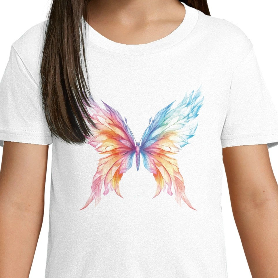 Schmetterlings-T-Shirt – farbenfrohes Design, umweltfreundliche Baumwolle, bequeme Passform für Kinder