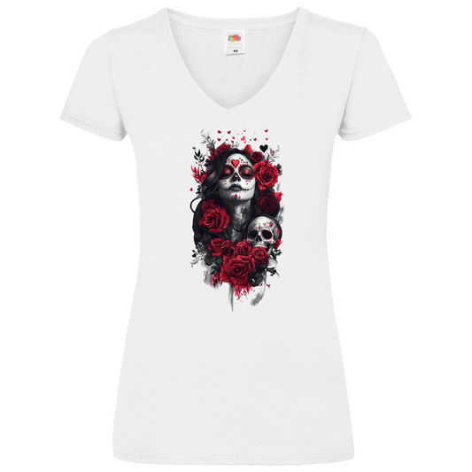 Dia Des Los Muertes - Damen Basic V-Neck T-Shirt