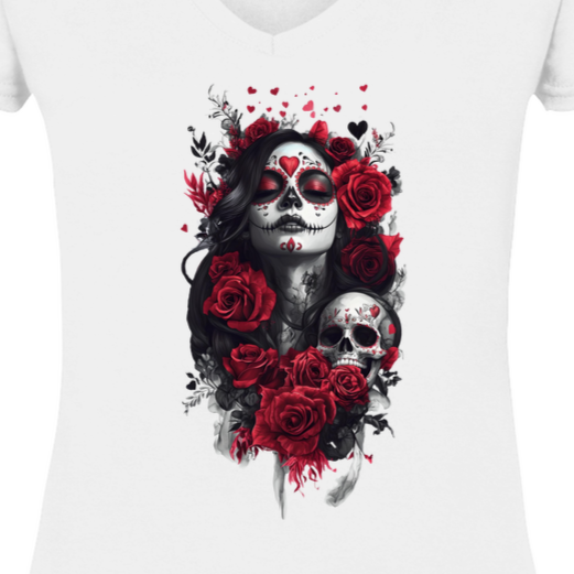 Dia Des Los Muertes - Damen Basic V-Neck T-Shirt