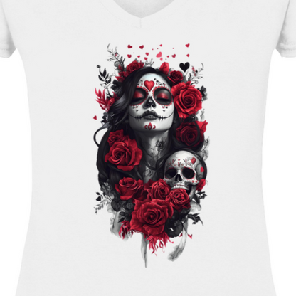 Dia Des Los Muertes - Damen Basic V-Neck T-Shirt