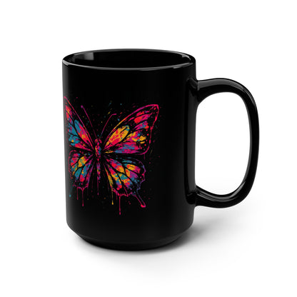Butterfly - Black Coffee Mug - 15oz
