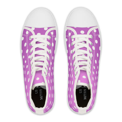 Polka Dot Pink High Top Sneakers für Damen – Stylisch & Fun