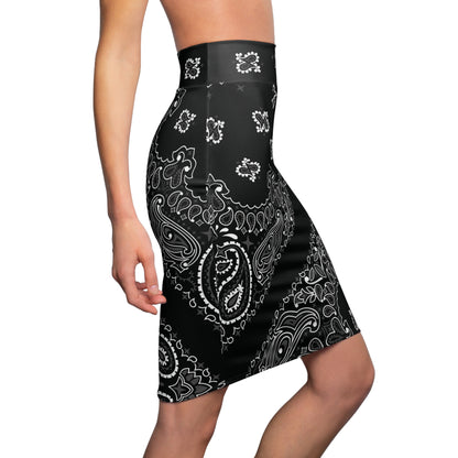Schwarzes Bandana - Bleistiftrock für Damen - Schicke und vielseitige Mode