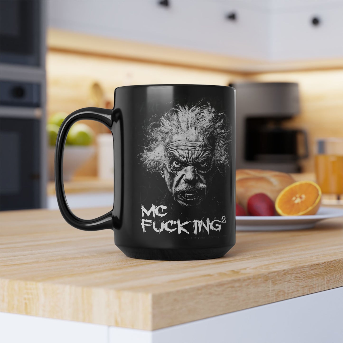 Einstein's MC F@#!ing Square – 425 ml schwarze Tasse – einzigartiges Design für Kaffeeliebhaber und Geschenke 