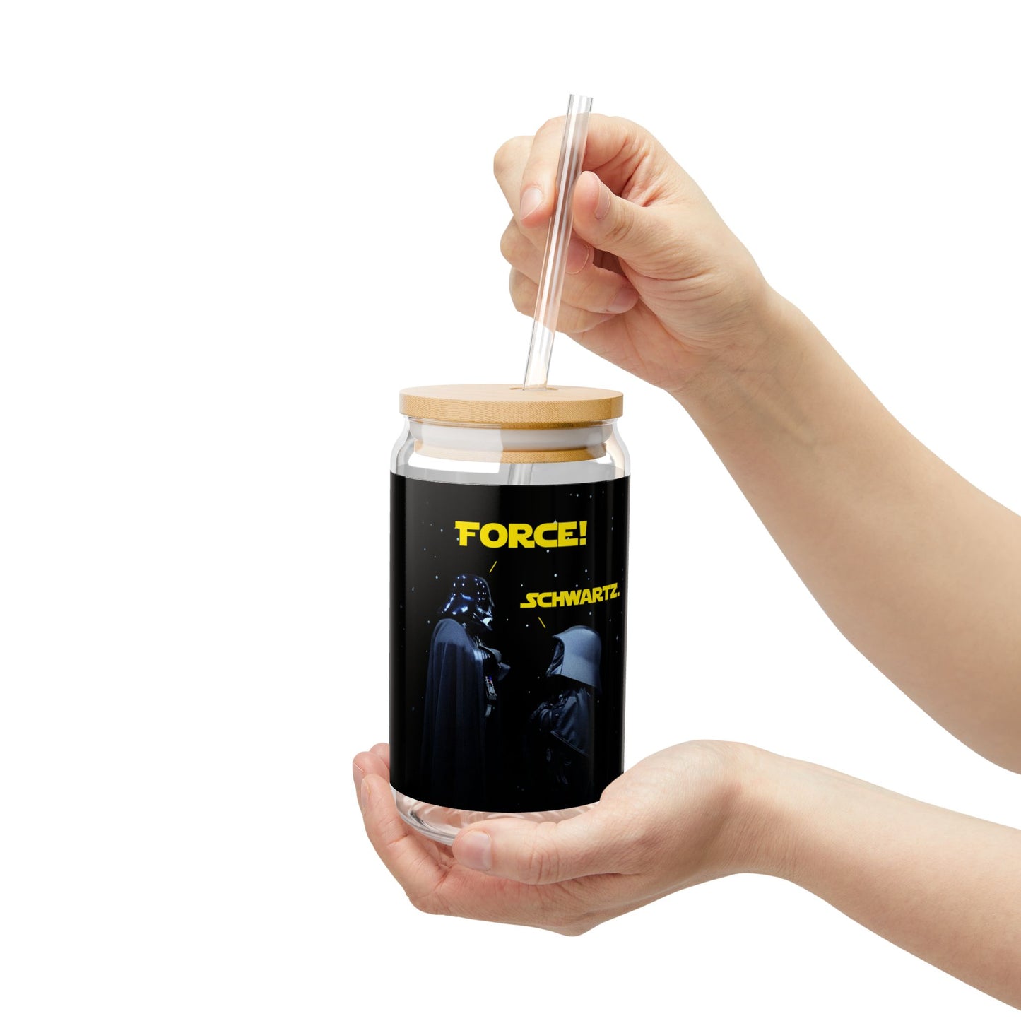 Star Wars – Darth Vader vs. Dark Helmet – Trinkglas mit Motiv | 473 ml mit Strohhalm | Perfektes Geschenk für Fans 