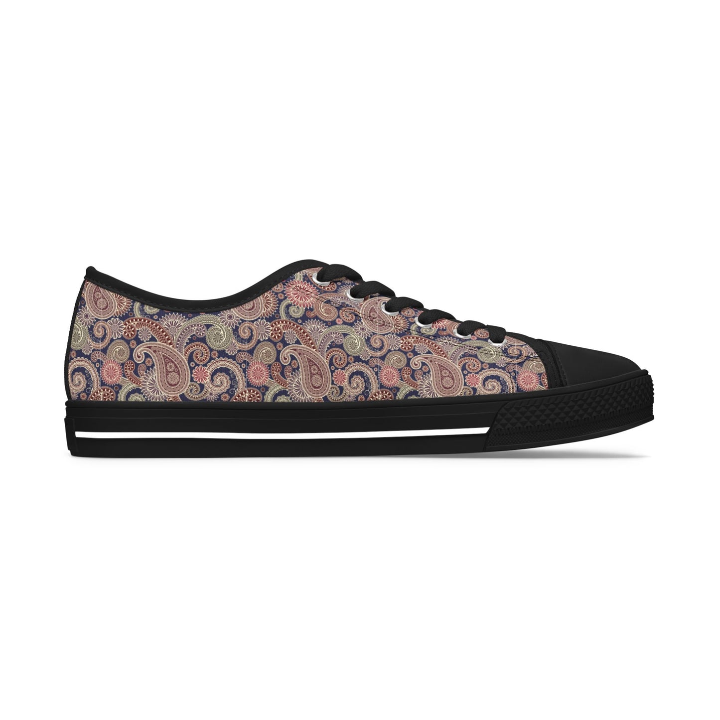 Paisley Dream – Stylische Damen Low Top Sneakers mit elegantem Schwarz-Weiß-Design 