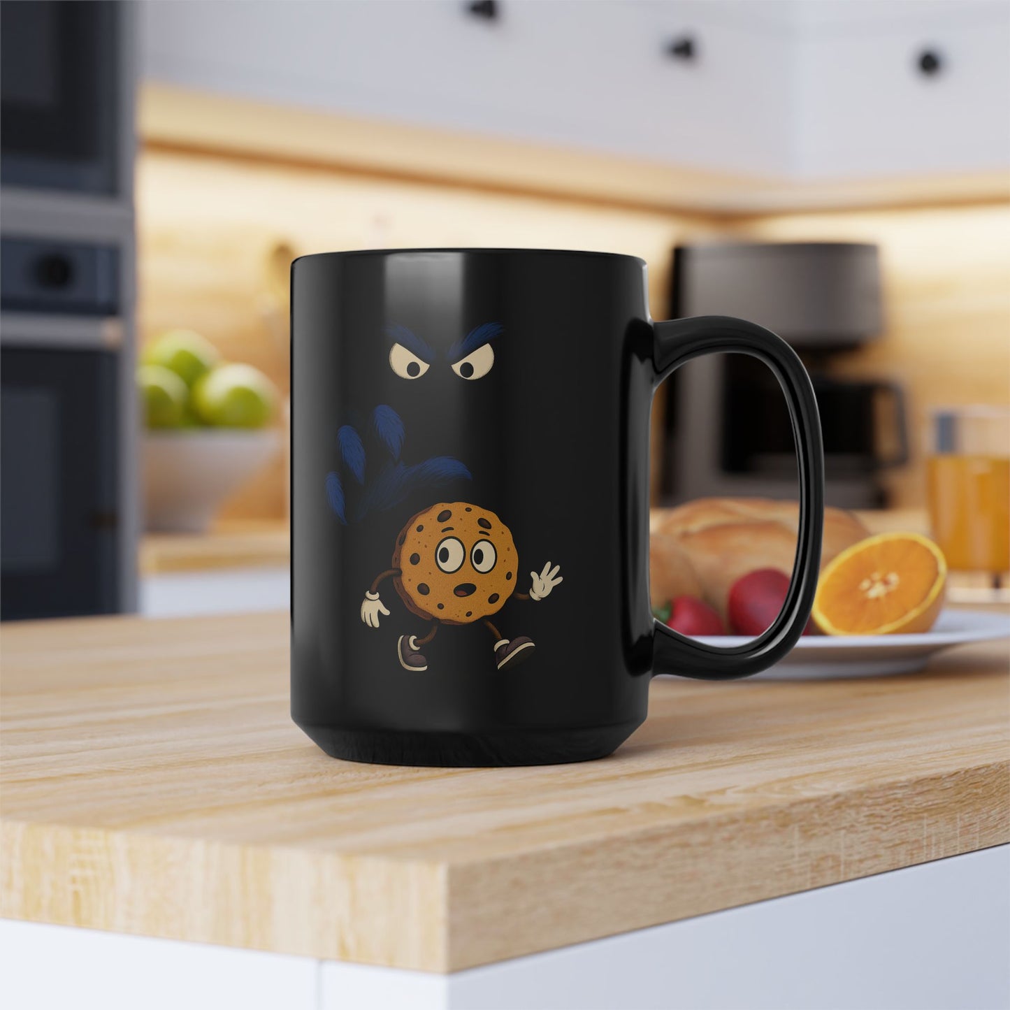 Cookie and Monster - Black Coffee Mug - 15oz