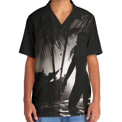 Men's Hawaiian Shirt - Tropical Vibe with Sunset Silhouette