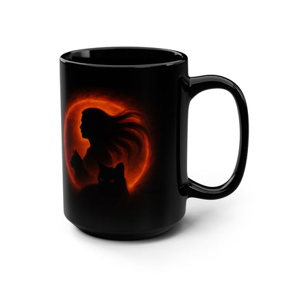 Mutter der Katzen - Schwarze Kaffeetasse - 15oz
