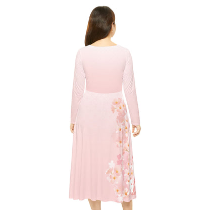 Langärmliges Tanzkleid mit Blumendruck für Damen – elegante und bequeme Abendgarderobe