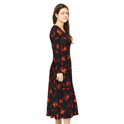 Langärmliges Tanzkleid mit Blumendruck für Damen – elegante und bequeme Abendgarderobe