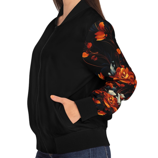Floral Elegance Bomberjacke für Damen – Schickes Blumendesign für jeden Tag